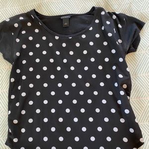 Ann Taylor Short Sleeve Polka Dot Shirt, M